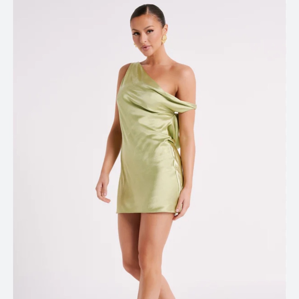 Meshki Yvette Off Shoulder Mini Dress - Pistachio